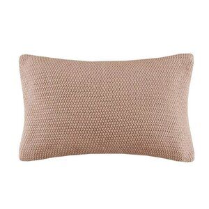 Ink + Ivy Bree Acrylic Brown Knit Throw Accent Pillow Zippered Cover 12" x 20"